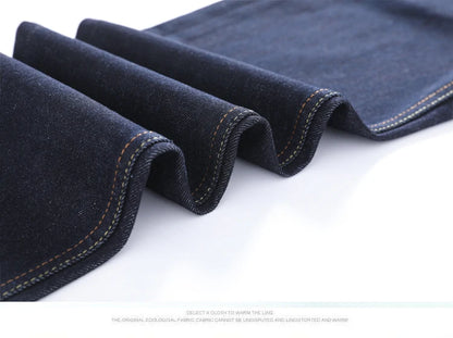Men's Japanese Handmade Embroidered Cotton Jeans Straight Tube Slim Fit Hip-Hop Trousers Red Ear Detail Devil Big M Golden Text