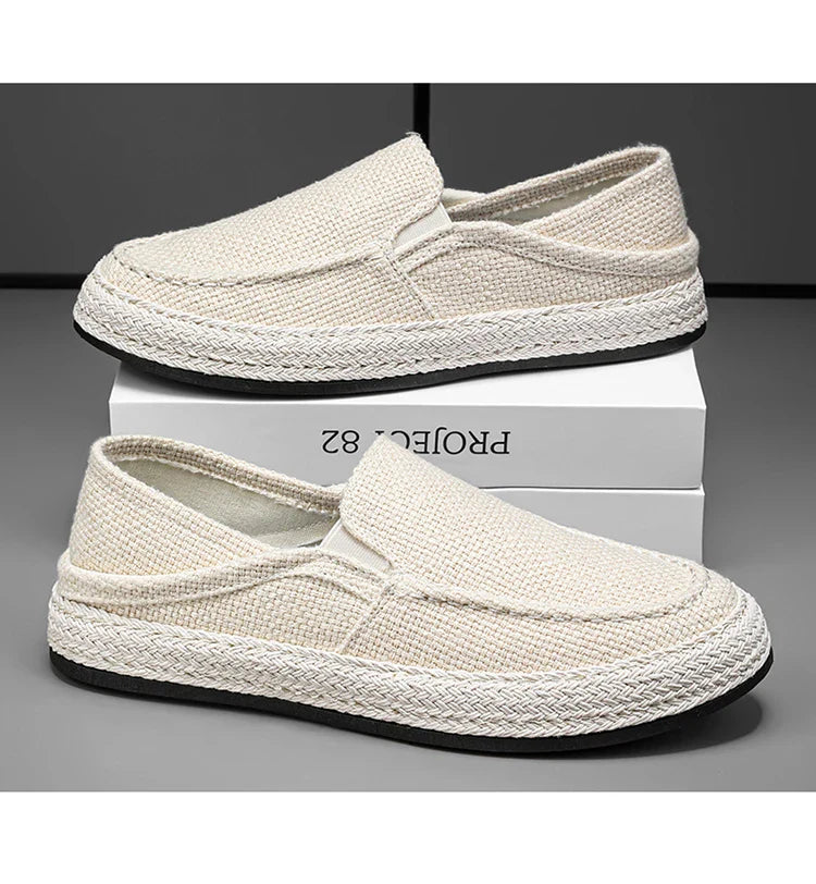 Summer Casual Loafers Men Breathable Slip On Urban Shoes Men Classic Linen Canvas Sneakers Male Light Flats Lazy Shoes Cheap