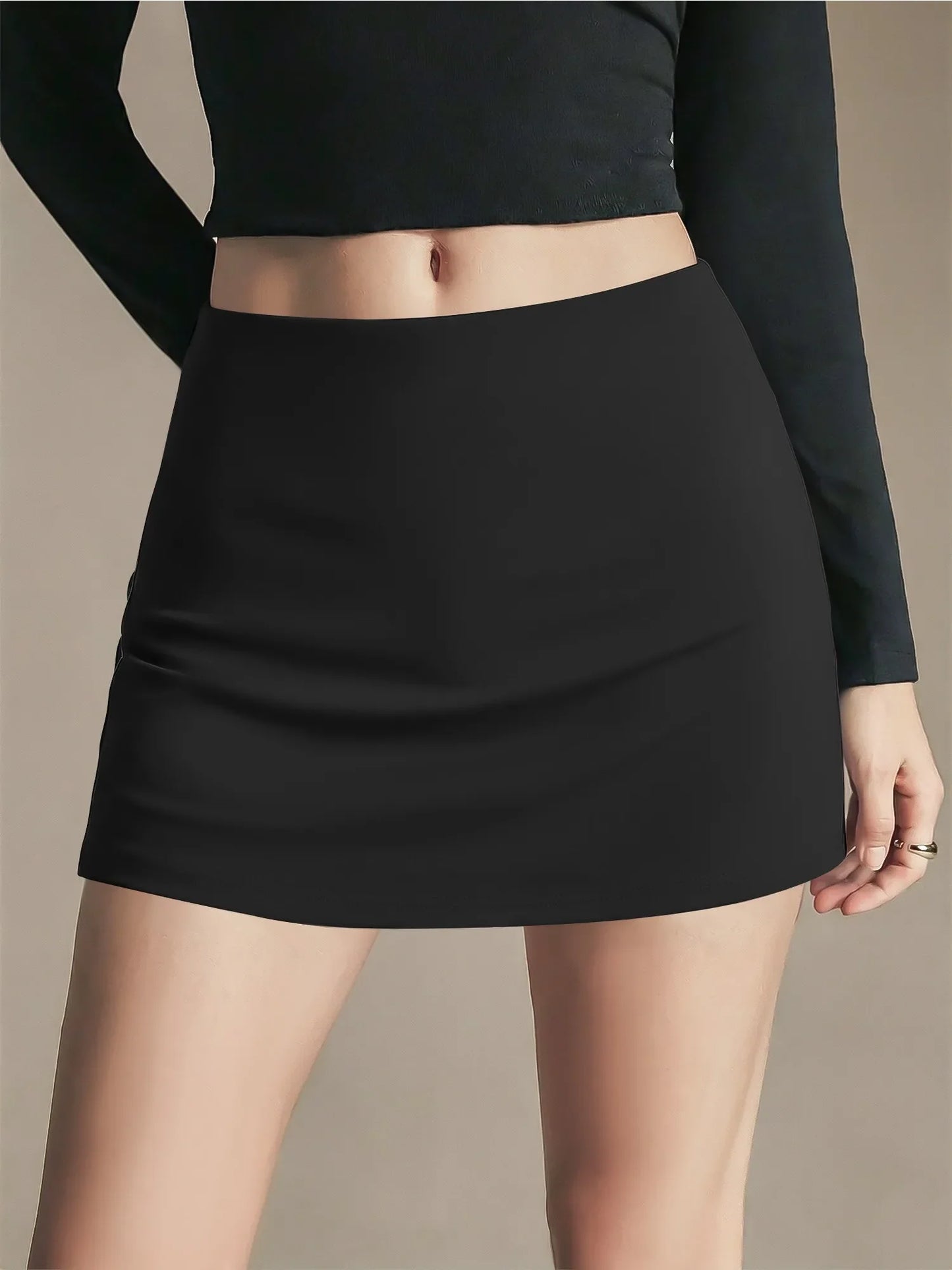 Hot Girl Style High-Elastic Anti-Exposure Mini Skirt,Fake Two-Piece Design for Instant Long Legs,Perfect for Commute,Fitness