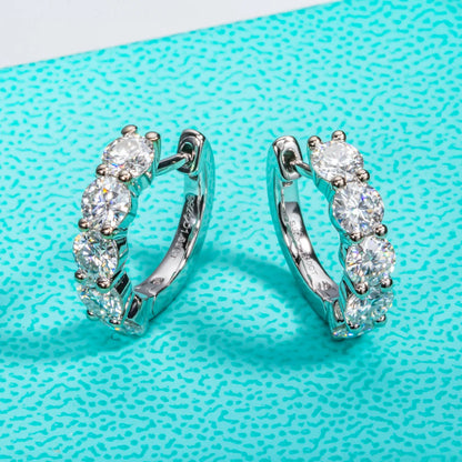 4mm 3cttw D Color Moissanite Huggie Hoop Earrings 925 Sterling Silver Luxury Huggie Earring For Women
