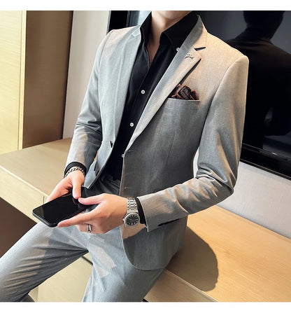 Terno Masculino Casual de Escritório Noivo Casamento Blazer Calça Social