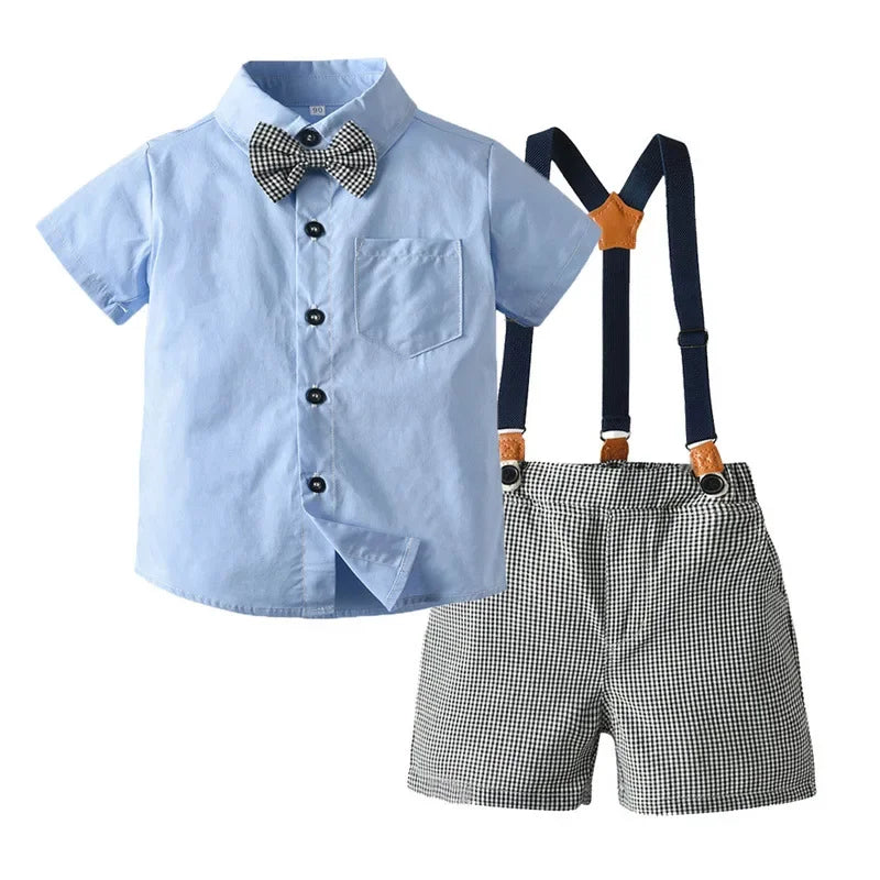 Kids Boys Formal Birthday Outfit Suit Toddler Gentleman Wedding White Shirt 1-7 Years Baby Pants Boys Ceremony Outfits