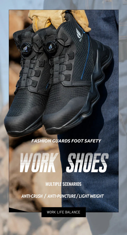 Men Safety Shoes Steel Toe Boots High Top Work Shoes Wear-resisting Slip Resistant Work Shoes Indestructible Breathable Sneakers