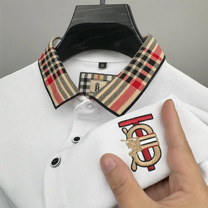Fashion designer brand short sleeve men's polo shirt new lapel top high-end embroidery summer breathable casual Paul T-shirt