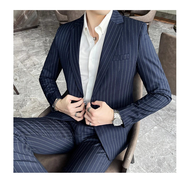 Conjunto Masculino de Terno e Calça de Luxo 2023 Britânico Festa de Casamento Moda Negócios Casual Tendência Duas Peças