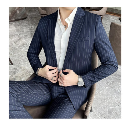 Conjunto Masculino de Terno e Calça de Luxo 2023 Britânico Festa de Casamento Moda Negócios Casual Tendência Duas Peças