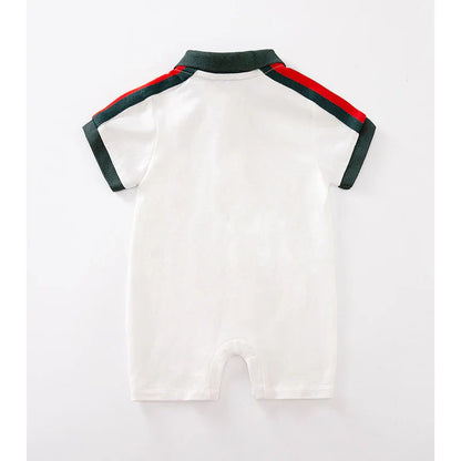 Summer Infant Boys Romper Short Sleeve Half Button-Up Collared Overalls Fashion Baby Clothing for Newborns And Toddlers