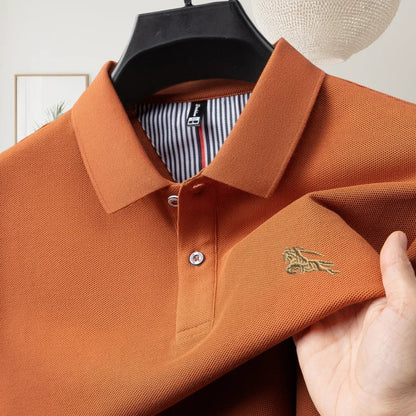 100% pure cotton luxury brand short sleeve men's polo shirt summer fashion letter embroidery design golf top breathable T-shirt