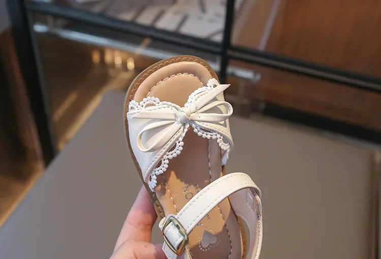 Girls Cute Lace Bow Princess Sandals New Little Kids Soft-soled Beach Summer Shoes Size 22-31