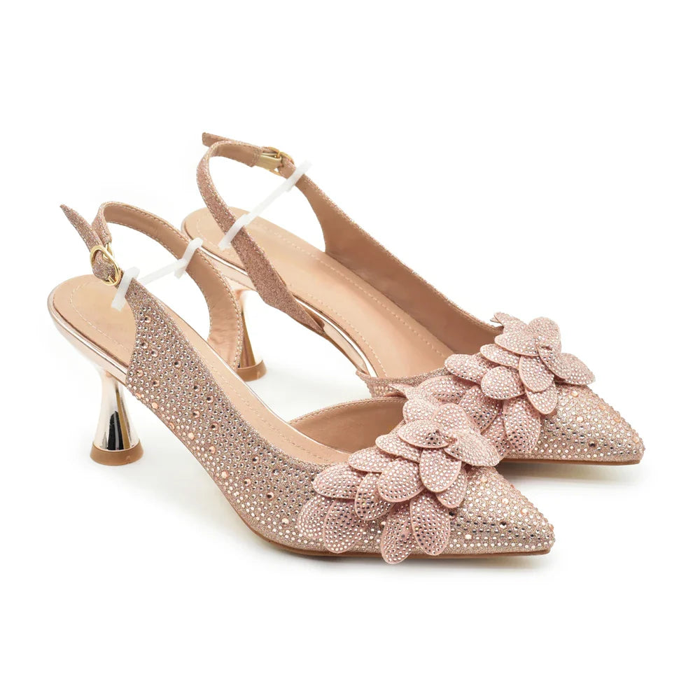 2026 Nigerian Style Rhinestone Medium Heeled Sandals for Women Fashion Wedding Party Shoes and Bags Set with Rhinestone