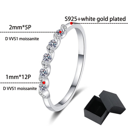 0.2ct White Gold Plated Moissanite Ring for Women Girls Trend 100% S925 Sterling Silver Jewelry Sparkling Diamond Rings