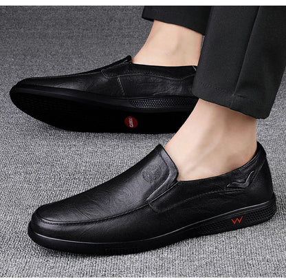 Men's Business Casual Shoes Handmade Layered Cowhide Rubber Bottom Leather Footwear for Office And Leisure