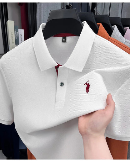100% pure cotton high-end brand men's short sleeve polo shirt comfort lightweight summer casual T-shirt youthful fashionable top