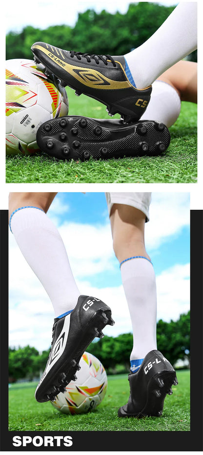 New Men Football Boots Breathable Professional Soccer Shoes Turf Outdoor Non-slip Long Spikes Adult Ultralight Training Futsal