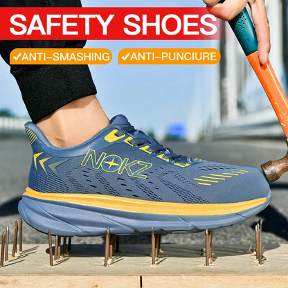New Men Safety Shoes Work Shoes Anti-impact Steel Toe Sneakers Steel Wear-resistant Protective Breathable Sneakers Construction