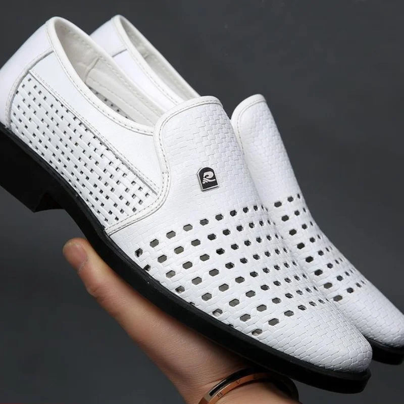 Summer Men's Loafers Breathable Mens Leather Shoes Soft Soles Male Casual Shoes Slip-on Oxford Shoes Business Zapatos De Hombre
