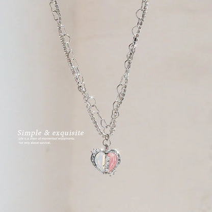 Y2K Accessories Fashion Peach Heart Water Drop Pendant Necklace Pink Crystal Egirl Sweet Cool Clavicle Chain Aesthetic Jewelry