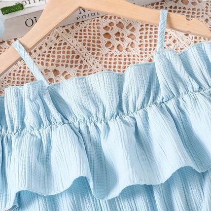 Girls Casual Dresses One-line Shoulder Strap Patchwork Lace Dress Kids Clothes Girls 8 To 12 Years Princess Dress for Girls