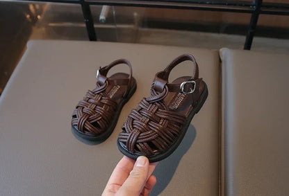 New Sandals Summer Children's Woven Casual Baby Shoes Girls Beach Shoes Slipper Baby Girl Shoes Size 22-31