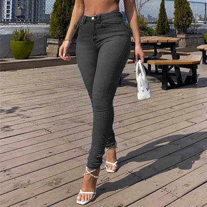 Stretch Skinny Denim Women's Jeans Mid Waist Pants