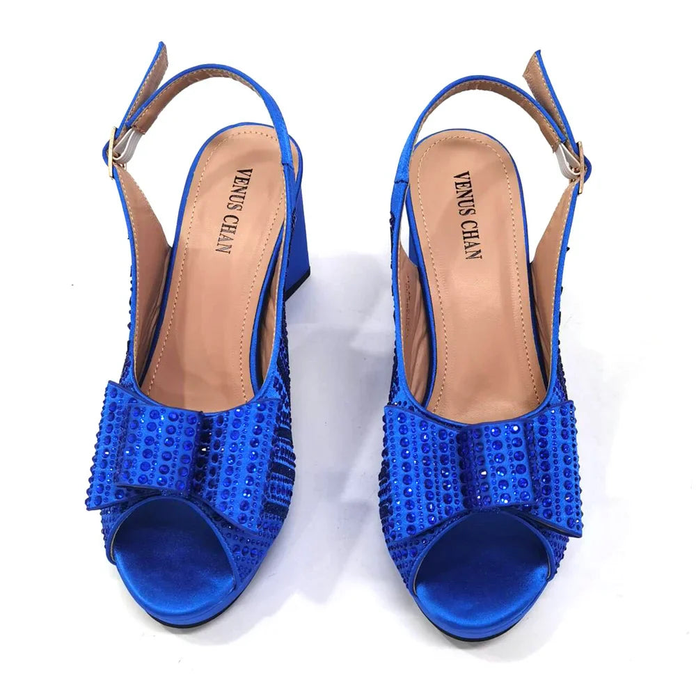 Black Color Elegant High Heels Nigeria Popular Design African Ladies Shoes And Bag Set for Wedding Party