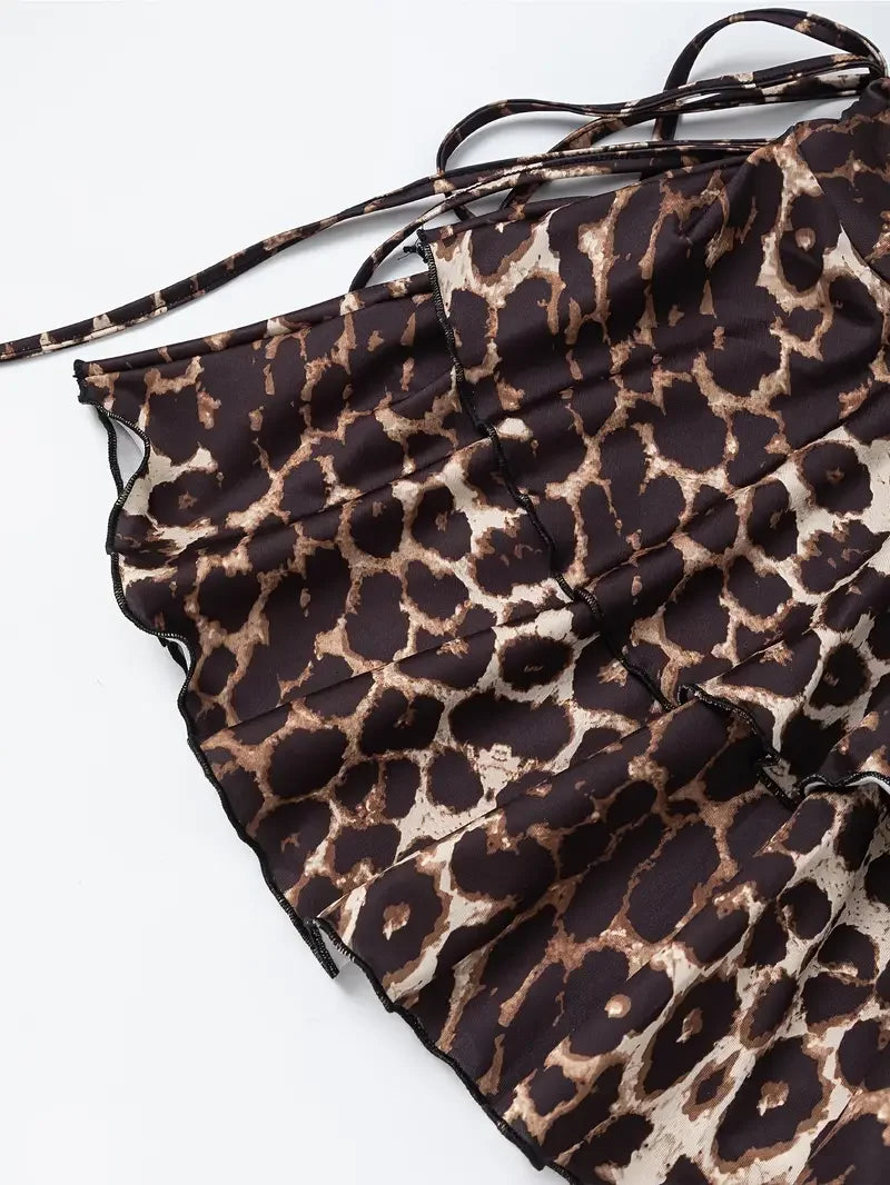 2026 Leopard Print Slight Strech Skirt Women Summer Fashion Outdoor Versatile High Waist Slim Fit Elastic Waist Short Skirt