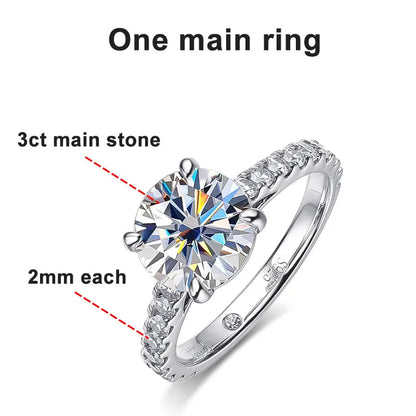 D VVS1 Moissanite Rings for women Sparkling Diamond Bridal Sets with GRA s925 Sterling Sliver Plated 18k Eternity Band
