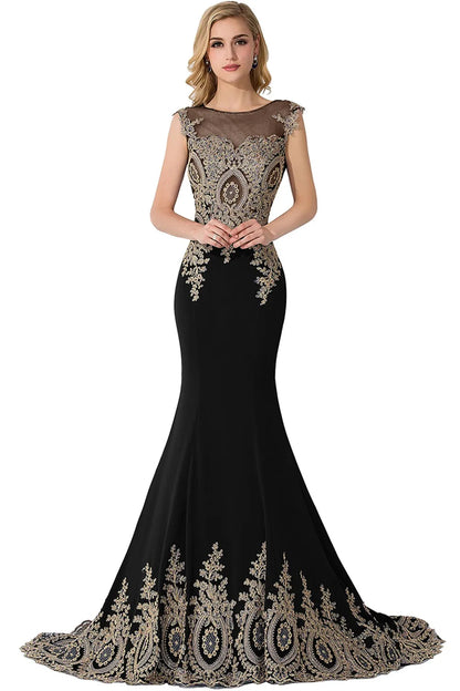 Vestidos de Baile Sereia de Renda Transparente, Luxuosos Apliques, Bordados, Missangas, Vestidos de Noite Ilusão, Vestido de Festa Longo