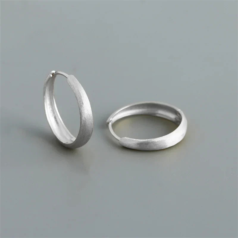 925 Sterling Silver Simple Statement Matte Large Huggies Hoop Earrings for Men Women Fine Gothic Punk Charms S925 Jewelry