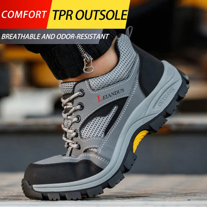 Men's Tactical Safety Shoes Breathable Steel Toe Puncture Resistant Work Shoes Wear-Resistant Protective Footwear