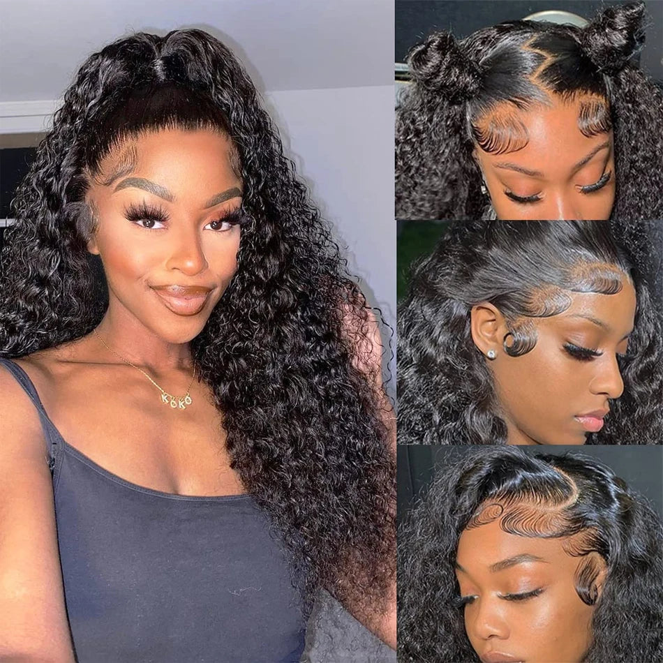 Human Hair 13x6 HD Kinky Curly Lace Frontal Wigs Deep Curls Brazilian 13X4 Closure Wear And Go Wigs Isee Glueless Ready To Wear