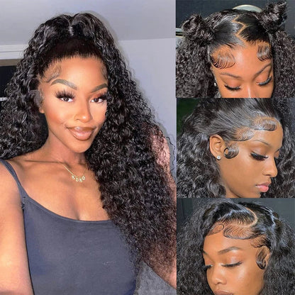 Human Hair 13x6 HD Kinky Curly Lace Frontal Wigs Deep Curls Brazilian 13X4 Closure Wear And Go Wigs Isee Glueless Ready To Wear