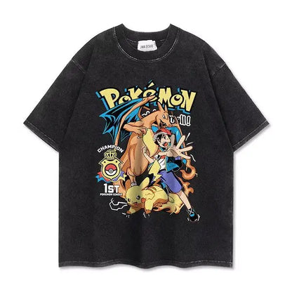 Graphic T-shirt Man Women Vintage Washed Short Sleeve Tee Casual Top Y2k Summer 2026 Fashion Loose Cotton Tee