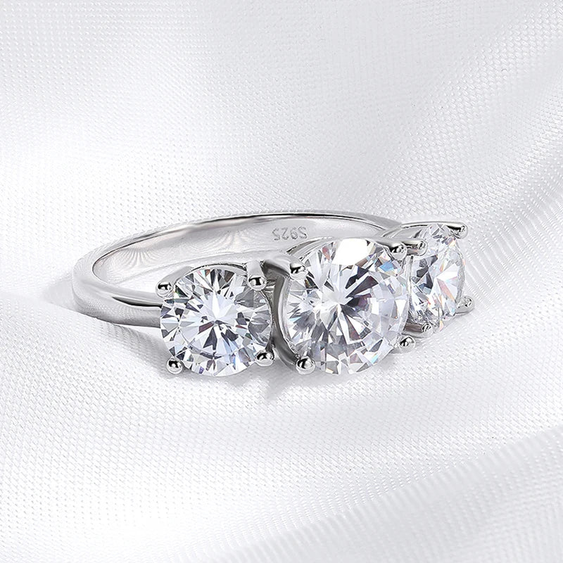 White Gold 4/2CT Moissanite Ring for Women Sparkling Lab Grown Diamond Wedding Band S925 Solid Silver Jewelry Wholesale