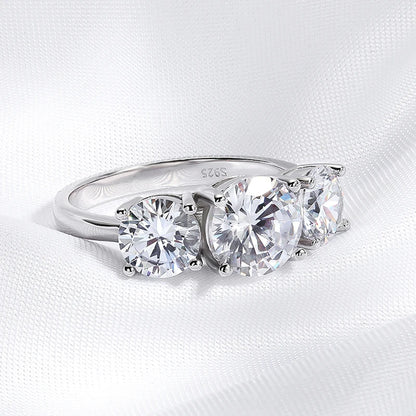 White Gold 4/2CT Moissanite Ring for Women Sparkling Lab Grown Diamond Wedding Band S925 Solid Silver Jewelry Wholesale
