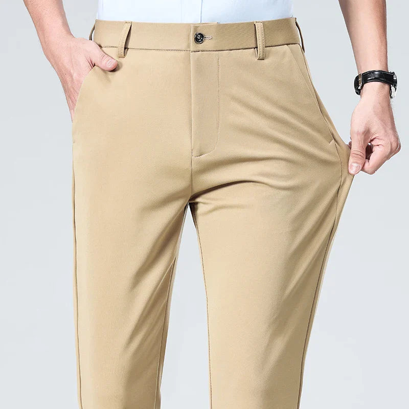 Mens Black Slim Fit Stretch Dress Pants Professional Office Trousers