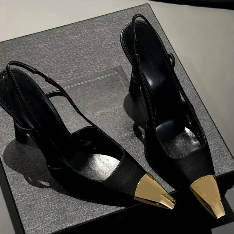 2026 New Summer Style Pointed Toe Stiletto Sandals with Single Strap, Microfiber Lining, Rubber Sole, Sexy High Heels