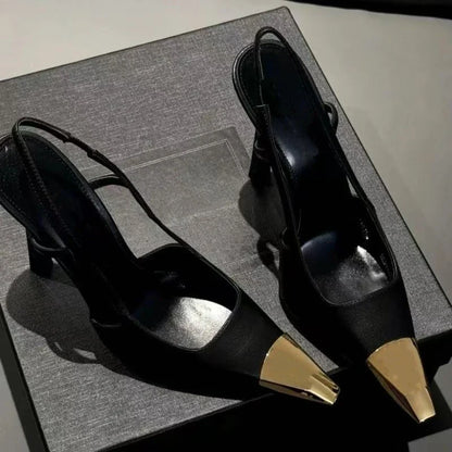 2026 New Summer Style Pointed Toe Stiletto Sandals with Single Strap, Microfiber Lining, Rubber Sole, Sexy High Heels