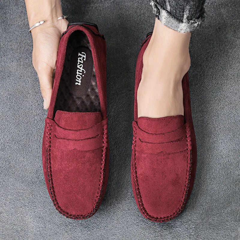 Sapatos Masculinos Casuais de Camurça, Respiráveis, de Couro, Loafers Masculinos, Slip-on, Sapatos de Dirigir Masculinos, Marca de Luxo, Sapatos Náuticos Confortáveis