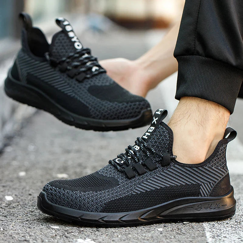 Anti-smash Men Steel Toe Work Shoes Lightweight Breathable Work Sneaker Indestructible Protective Boots Non Slip Work Shoes