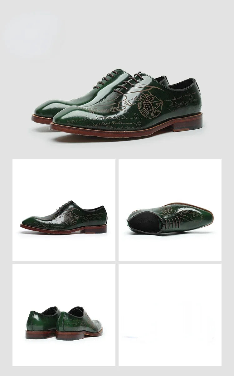 New Patent Leather Mens Formal Shoes Luxury Handmade Comfortable Genuine Leather Designer Green Blue Wedding Social Shoes Man