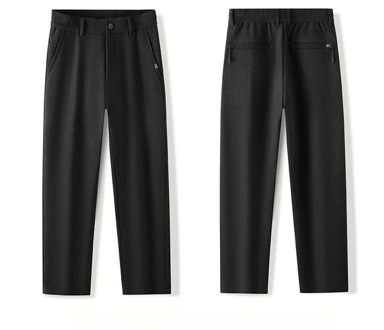 Men's Winter Fleece Elastic Casual Pants Thick Warm Soft Business Stretch Slim Trousers Streetwear Fashion Korean Brand Clothes