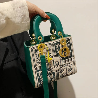 Fashion Top-Handle Bag for Ladies Elegant Handbag with Royal Embroidery Design Versatile Crossbody Style Women Handbags Hand Bag