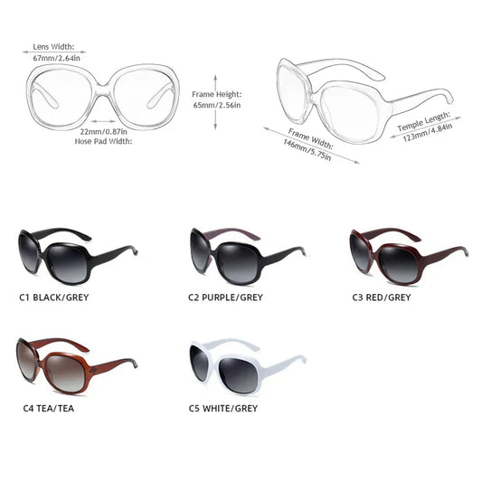 Design Elegant Polarized Oversized Round Sunglasses Women Simple Fashion Big Plastic Ladies Sun Glasses UV400