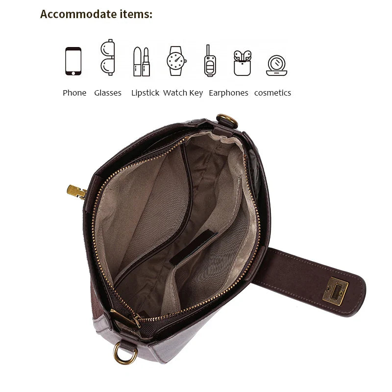 Women‘s Cowhide Genuine Leather Shoulder Bag Ladies Soft Cow Real Leather Handbag Female Fashion Luxury Design Crossbody Bags
