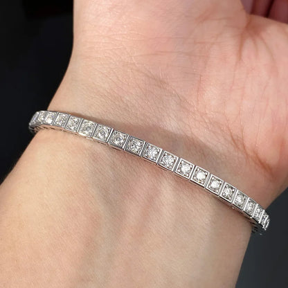 2.5MM Full D Color VVS1 Moissanite Bracelet Can Pass Diamond Test S925 Silver for Women Man Wedding Party Fine Jewelry