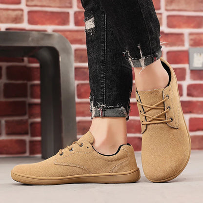 Men's Sneakers With Wide Toe Nose Feet Minimalist Cow Suede Leather Upper Casual Man Shoes Footwear For Woman