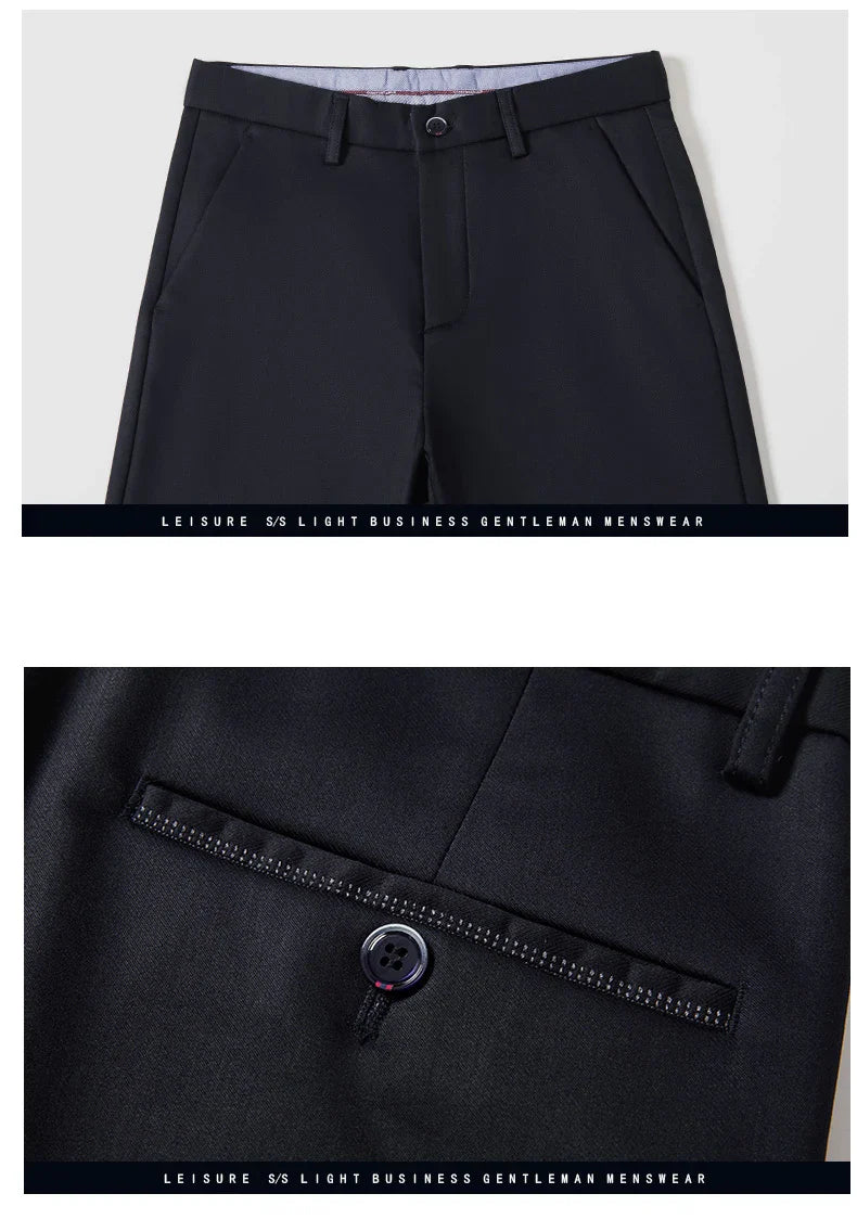 Winter New Flannel Thick Men's Casual Pants Fleece Navy Black Business Straight Slim Stretch Warm Plush Trousers Male