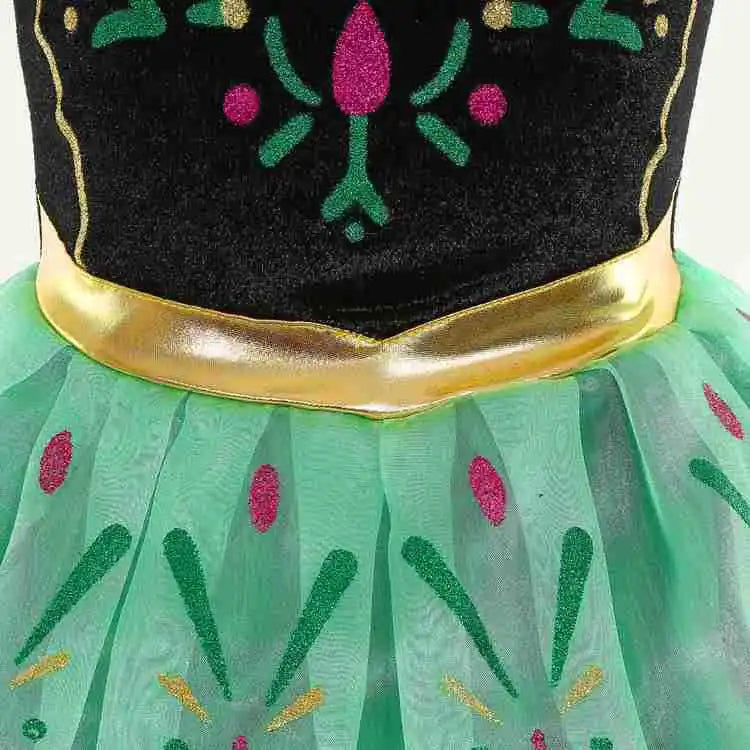 Snow Queen Illuminating  Anna Princess Ball Gown Fancy Green Floral Dress Halloween Glowing Anna Costume Birthday Elsa Party
