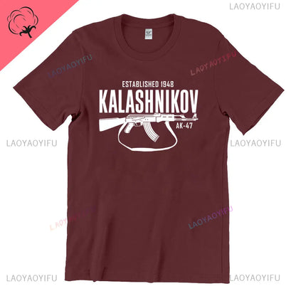 Vintage Classic Man Ak 47 TShirt Casual Fashion Military Fan Printed Cotton Shirt Summer O-neck Breathable Short-sleev Camisetas